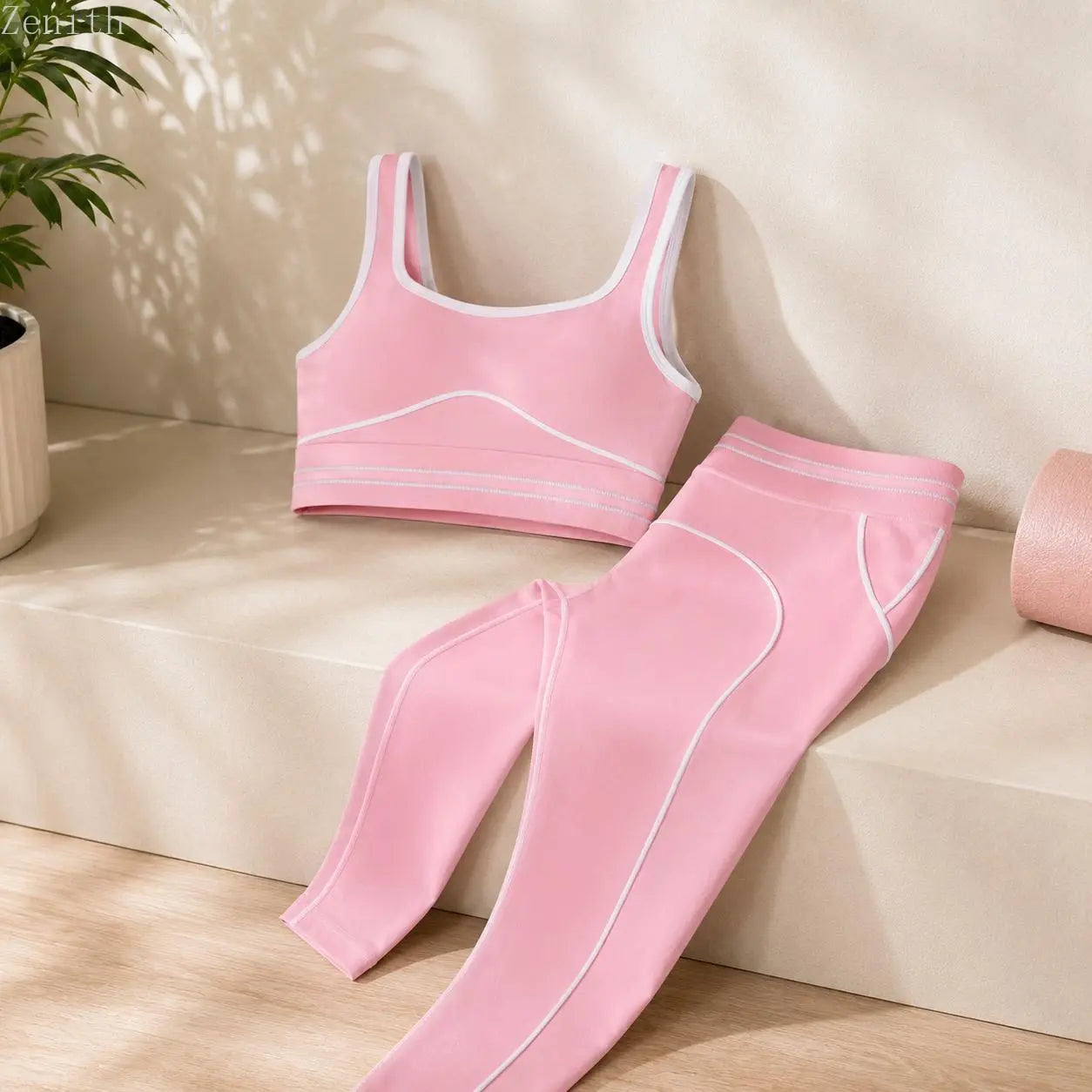 Women'S Fashion Versatile High-Waisted Yoga Pants Set, Gym Training Workout Clothes, Outdoor Sports Tennis, Butt-Lifting Tight-Fitting.